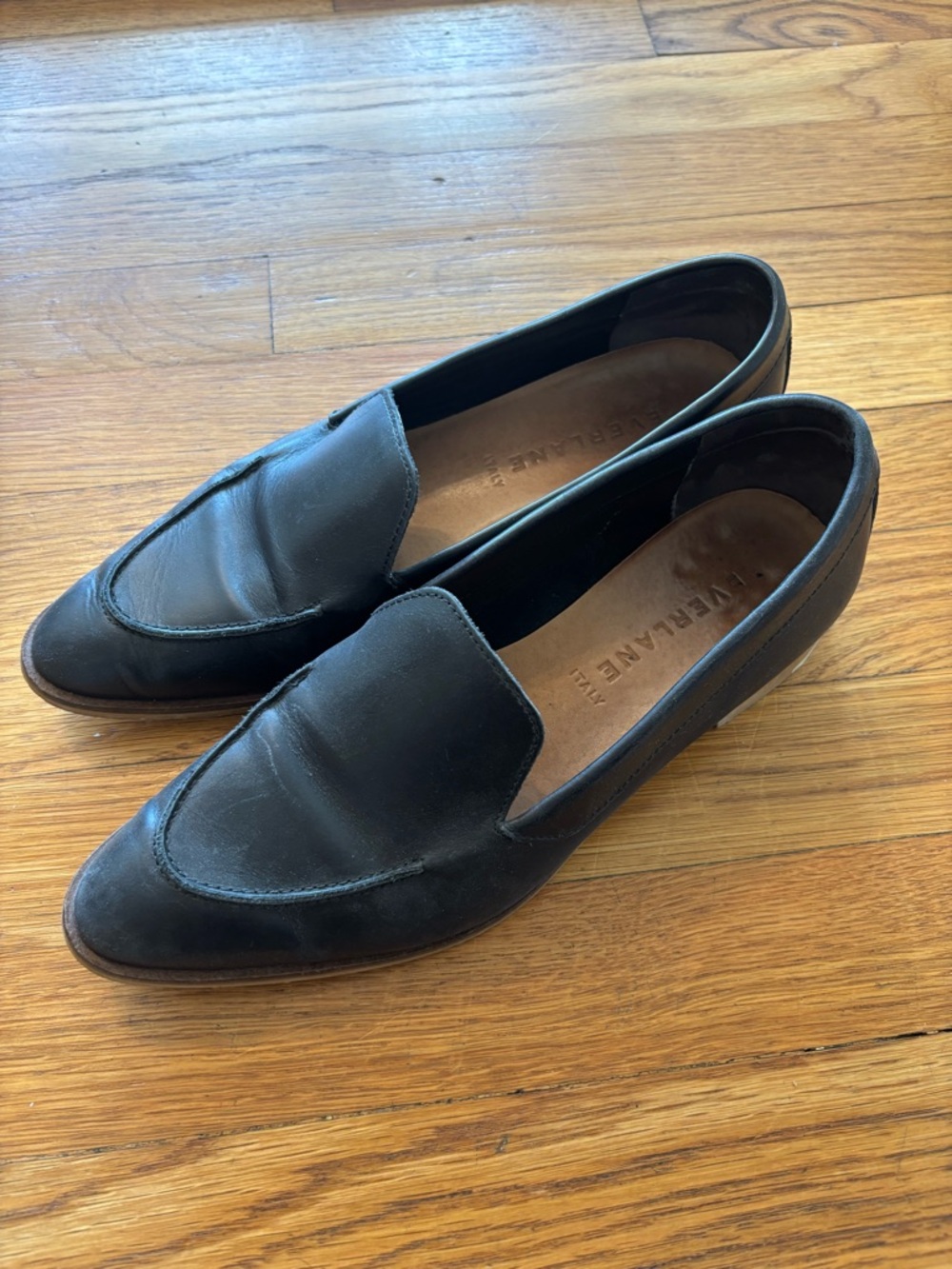 Everlane Black Leather Women's Slip-On Loafers